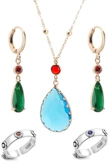 Howl's Earrings and Necklace Rings 18K Gold Plated Cosplay Anime Jewelry Gift for Women Men