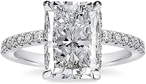 Elegant 3.5/7.0ct Radiant Cut Cubic Zirconia Promise Ring for Women, Effinny 925 Sterling Silver Engagement Ring Design