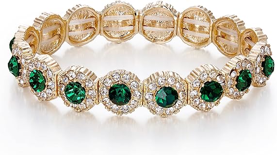 BriLove Women's Wedding Bridal Crystal Rhinestone Beaded Stretch Bangle Bracelet