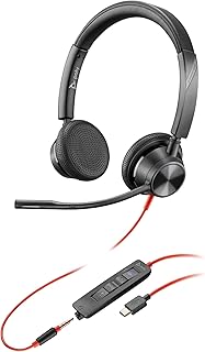 Micro-casque filaire Poly Blackwire 3325 avec perche flexible et son stéréo hi-fi, compatible PC/Mac/téléphone portable, idéal pour les utilisateurs Teams
