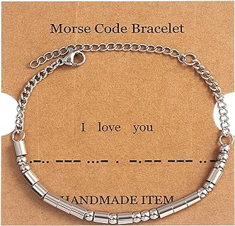 Morse Code Bracelets for Women I Love You Morse Code Bracelet Gold Beaded Bracelet Silver Morse Code Bracelet Jewelry Gifts for Girls