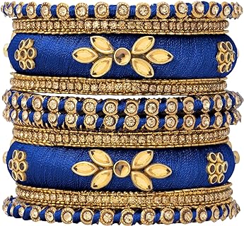 Gold Baby Bangle Bracelet with Box Chain, Traditional Royal Design Silk Thread, Ideal for Women - Indian Fashion Jewellery