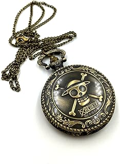 One Piece Inspired Locket Watch Necklace Brass Skull Pirates Locket Pocket Watch