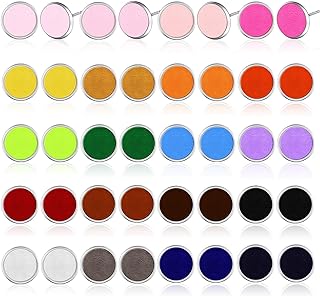 20 Pairs Colorful Druzy Stud Earrings Faux Leather Stud Earrings Set Stainless Steel Multi-Color Round Earrings Bohemian Pierced Earrings Jewelry for Women