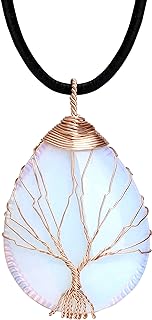 POTESSA 7 Chakra Gemstone Healing Crystals Necklace Copper Wire Wrapped Natural Gemstone Necklace Unisex Hippie Leather Necklace Choker