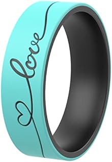 ThunderFit Silicone Wedding Rings for Women, Laser Printed Design Feminine/Shapes Band Collection