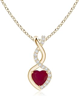 Angara Natural Ruby infinity Heart Pendant Necklace with Diamond in Sterling Silver/ 14K Solid Gold/Platinum for Women, Girls | July Birthstone Jewelry Gift for Her | Wedding Anniversary
