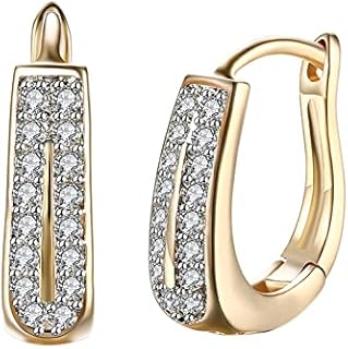 14K Gold Plated Cubic Zirconia Hoop Earrings for Women, Good Choice for Daily Outfits or a Gift