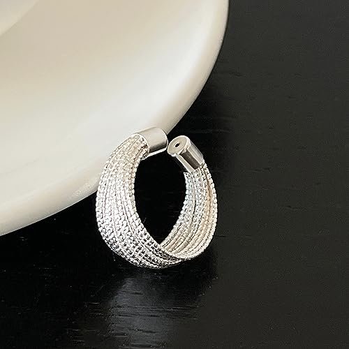 925 Sterling Silver Wide Band Ring Simple Handmade Hammered Chunky Statement Rings Adjustable Boho Thumb Ring for Women Men