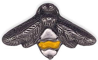 Vintage Bumble Bee Brooch with Butterfly Clasp for Men and Women, Functionally Stylish Pewter Pin with Hand-Painted Enamel Design