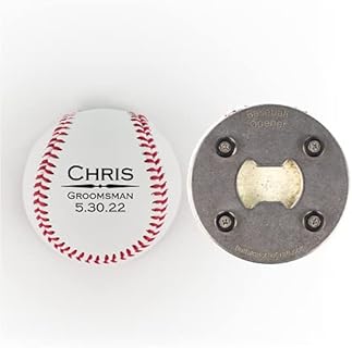 Baseball Bottle Opener Groomsman Groomsmen Printed Gift for The Best Man Personalized Baseball- Official Size-Custom Wedding Proposal Gift Ring Bearer Officiant Magnetic Cap Catcher