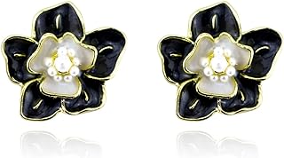 Vintage Colourful Enamel Flower Stud Earrings with Push Back for Women, Cluster Design, Zinc Material without Gemstone - Ideal for Proms, Weddings and Casual Gatherings