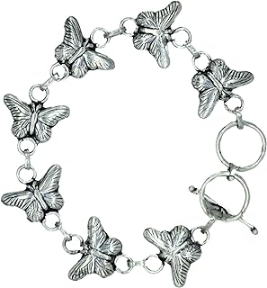 Butterfly Charm Bracelet in 925 Sterling Silver with Toggle Clasp for Women - Elegant Design Handmade in India, Perfect as Birthday Jewelry Gift
