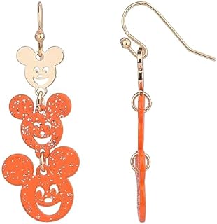 Disney Mickey Mouse Linear Pumpkin Halloween Earrings - Authentic Disney Earrings for Women - Perfect Disney Halloween Earrings for Themed Events and Parties (1.75" drop length)