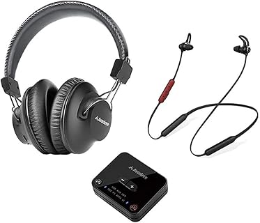 Avantree D4169 Kabellose Over & In Ear Kopfhörer für Fernseher, Ergonomisch und Komfortabel, 40 & 20 Stunden Spielzeit, Keine Verzögerung, Ideal für Senioren und Vielnutzer