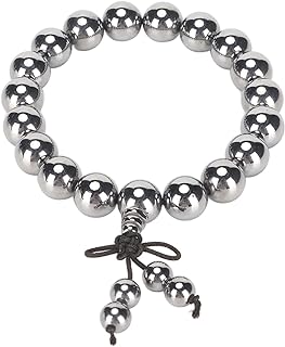 Buddha Beads Bracelet with Bead Chain, Terahertz Stone, for Men and Women - Healing Energy Stone Design for Fatigue and Soreness Relief