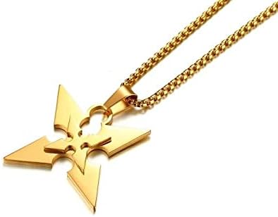 Naruto-Inspired Stainless Steel Necklace with Lobster Clasp - Ninja Shuriken Design - Ideal Gift for Cosplay Enthusiasts and Anime Fans