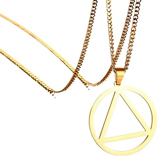 Sterling Silver Wheat Chain Therian Triangle Pendant Necklace - Rust-proof Therian Jewelry Art for Men and Women, Ideal for Celebrating Recovery Journey