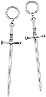 Sacina Gothic Dagger Sword Dangle Earrings, Zinc Alloy and Stainless Steel Hoop Design for Women, Perfect for Halloween and Christmas