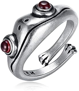 LOVECOM Real 990 Sterling Silver Frog Rings for Women Girls High Polish Cute Animal Open Finger Ring Sparkle Silver Fashion Party Jewelry Gifts Father's Day Gifts from Daughter
