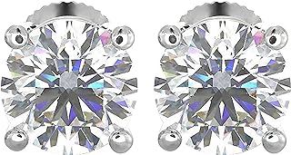 Natural Real 1 Carat TW 14k White Gold Diamond Studs with Screw Back Earrings (K-L Color, I1 Clarity, Eye Clean). Extra Secure