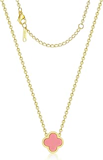 18K Gold Plated Clover Necklace for Women Four Leaf Clover Necklace Flower Lucky Pendant Dainty Jewelry Gifts for Girls