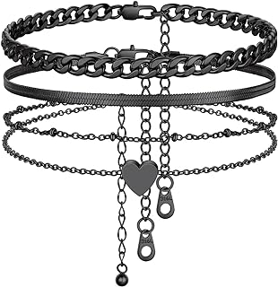 Lobster Claw Clasp Tennis Anklet, Durable Bead Chain, Sophisticated Stainless Steel, Set of 2-3PCS, Ideal for Women, Heart/Cuban/Herringbone Design