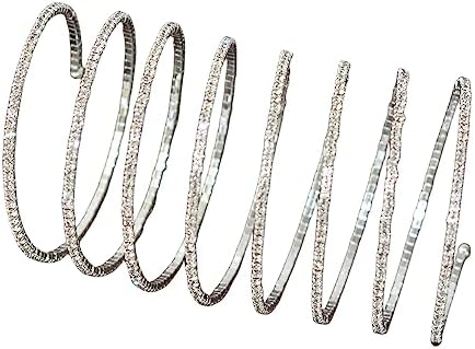 Rhinestone Arm Cuff Jewelry for Women Multilayer Arm Sparkling Rhinestone Bracelet Upper Arm Jewelry Crystal Bangle Strand Wrap Bracelet Silver Prom Bridal Bangle for Party Bride Wedding