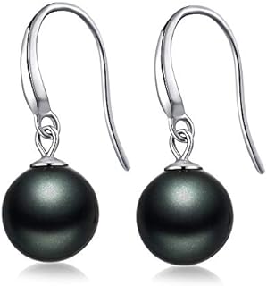 Chic Gray Pearl Drop Earrings with Platinum-Plated Silver Chain for Women, Leverback Hoop Design