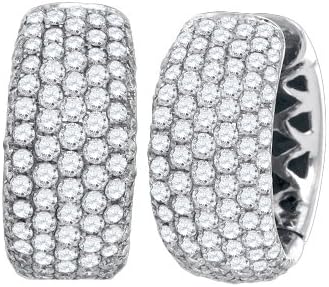 Dazzlingrock Collection 3 Carat 14K Diamond Fashion Hoop Earrings, White Gold