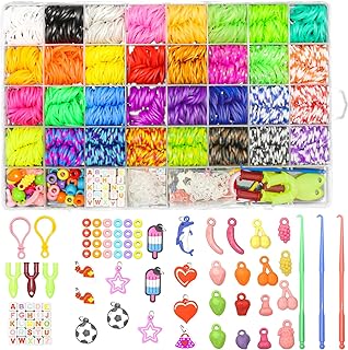 2500+ Rubber Band Bracelet Kit in 32 Color, Loom Refill Bracelet kit, Loom Bands Kit, Bracelet Making Kit Rubber Band for Kids Weaving DIY Crafting Birthday and Christmas Gift