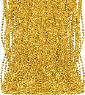 Festive 50-Pack Mardi Gras Bead Necklaces – 30'' High-quality Plastic Beads with Stylish Ball Chain – Perfect For Parties, Festivals, and Home Décor