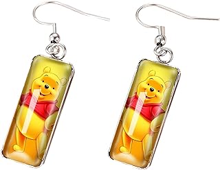 Whimsical Winni Pooh Tigger Eeyore Stud Earrings with Push-Back Feature for Girls and Women, Crafted from Quality Zinc