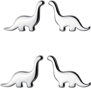 Silver Hypoallergenic Cute Mini Dinosaur Stud Earrings with Push Back for Women, Uniquely Shaped Zinc Animal Design Jewelry