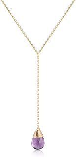 COAI Collier en Argent 925 Plaqué Or 14 Carats avec Pendentif Goutte d'Eau en Améthyste, Longueur Ajustable 40+5 cm. Idéal pour Femmes, Parfait pour Toutes Occasions