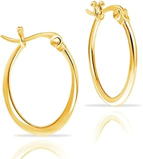 Hoops & Loops 925 Sterling Silver 23mm Oval Flat Click-top High Polished Lightweight Hoop Earrings for Women and Teen Girls, Silver, Yellow Gold & Rose Gold