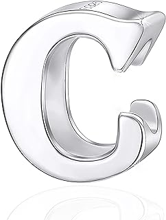 GEMDAZZ 26 Alphabet Letter Charms, Polished 925 Sterling Silver Complete Initial A-Z Beads, fits European Name Bracelet, Gift for Mother/Father/Daughter/Son/Sister/Friends