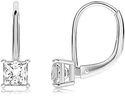 Women's Square Princess Cut Cubic Zirconia Drop Dangle Bridal Earrings with Brass Lever Back