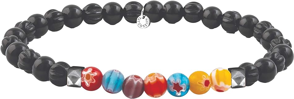 Millefiori Onyx and Murano Glass Bead Bracelet, Large