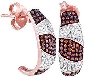 Elegant 10kt Rose Gold Women's Half Hoop Earrings with Red-Diamond Gemstone and Secure Screw Back Closure by The Diamond Deal
