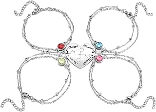 BOPREINA Stainless Steel Friendship Anklet Set with Lobster Claw Clasp, Puzzle Heart Pendant Matching BFF Bracelet Jewelry