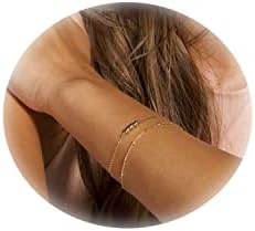 Women's Non-Tarnish 14K Gold Plated Bead Bracelet with Link Chain and Lobster Claw Clasp - Handcrafted in Italy