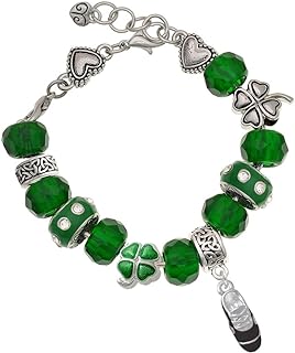 Enamel Running Shoe Charm Bracelet with Glass and Metal, Lobster Claw Clasp, Link Chain for Fitness Lovers - Silvertone 3-D Design