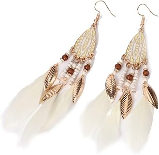 Boucles d'oreilles YAZILIND en plume avec alliage de haute qualité et hypoallergéniques, 10.5x2.5cm, idéales pour oreilles percées lors de fêtes ou mariages