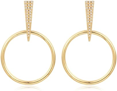 Gold Dangle Earrings for Women Circle Drop Dangle Earrings 14K Gold Plated
