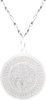 S990 Sterling Silver Handmade Pendant Necklace,Necklaces for Women,Handmade Jewelry,double sided design,Carved drawing technology