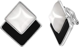 Yoursfs Clip On Earrings For Women Platinum Plated Black and White Clear Resin Non Pierced Earrings