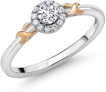 925 Sterling Silver & 10k Yellow Gold Infinity Engagement Ring with Lab-Grown White Diamonds for Women, Round Cut Design