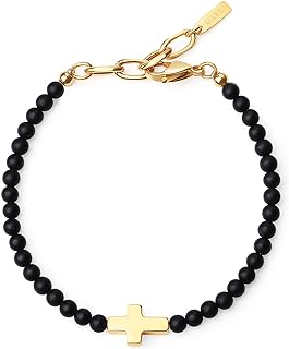GAVU Onyx Stone Beaded Cross Bracelet