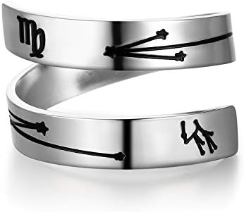 Adjustable Stainless Steel Silver Zodiac Constellation Ring for Women, Teens, and Girls - No Gemstone Design